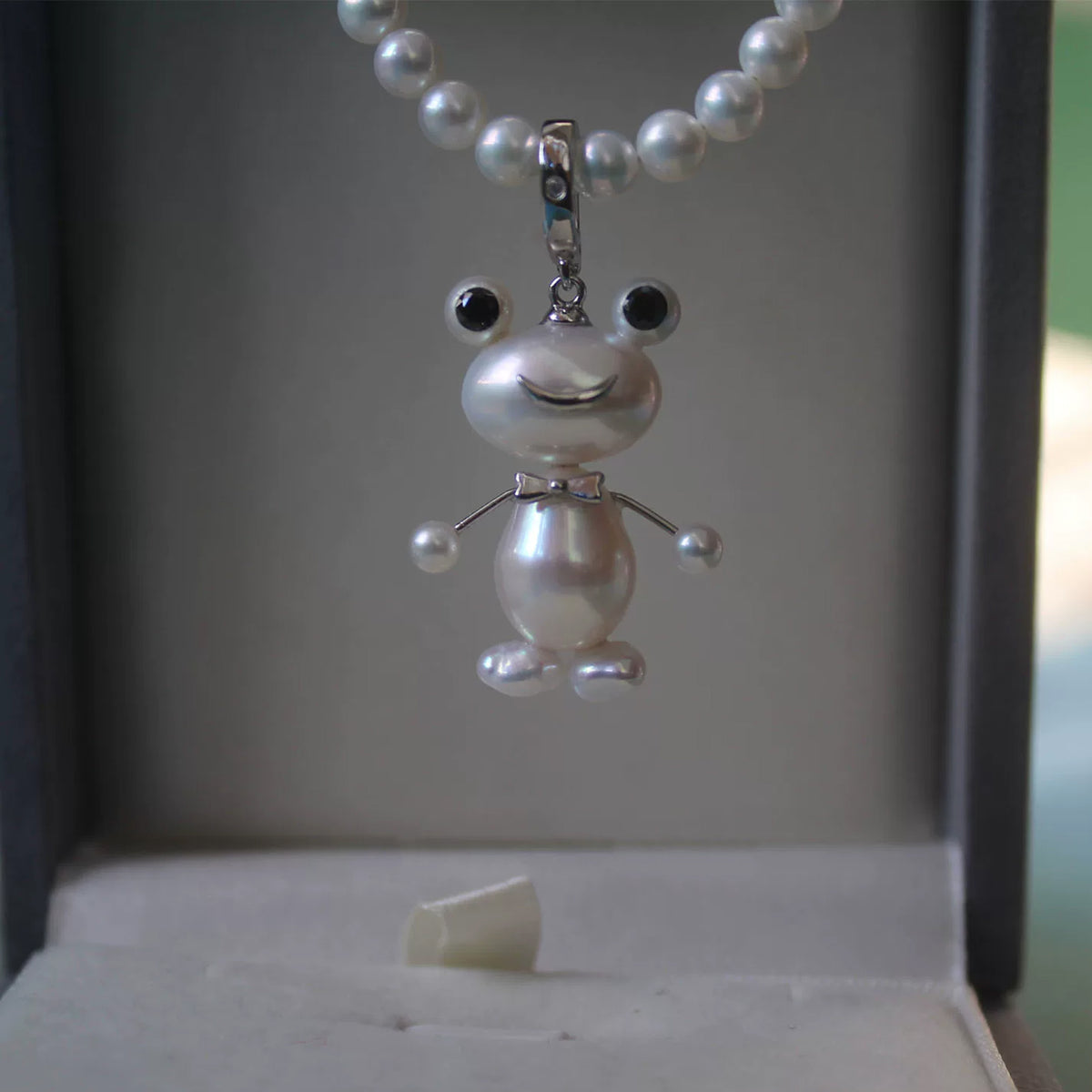 Set of 2 Handmade Frog Prince Pendants with Natural Baroque Pearls