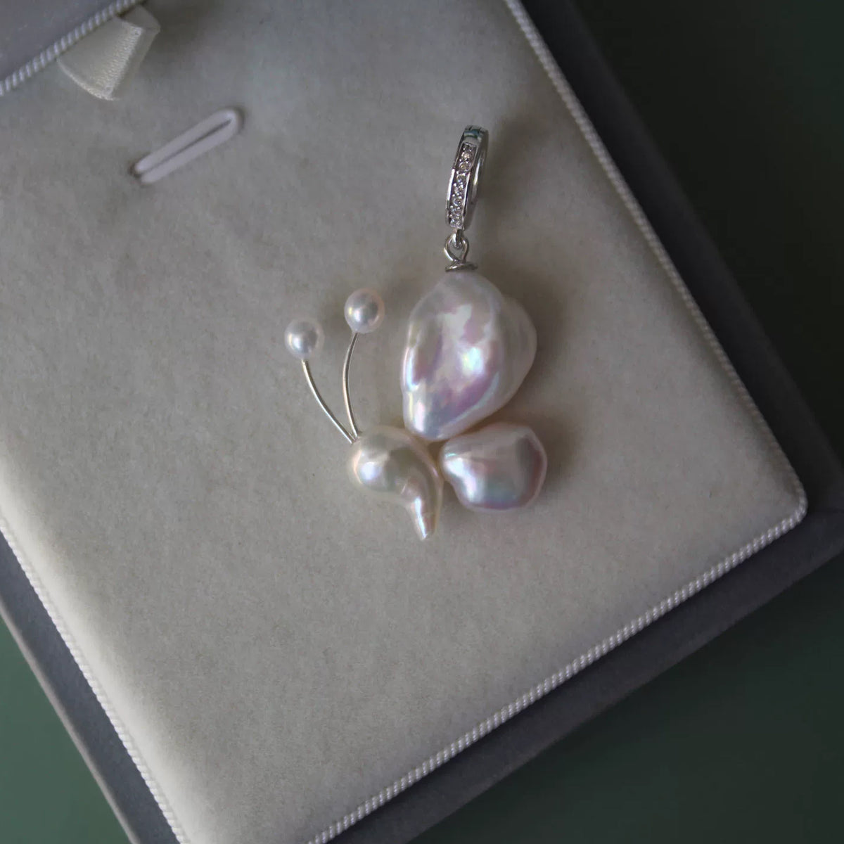 Butterfly Pendant with Natural Baroque Pearl