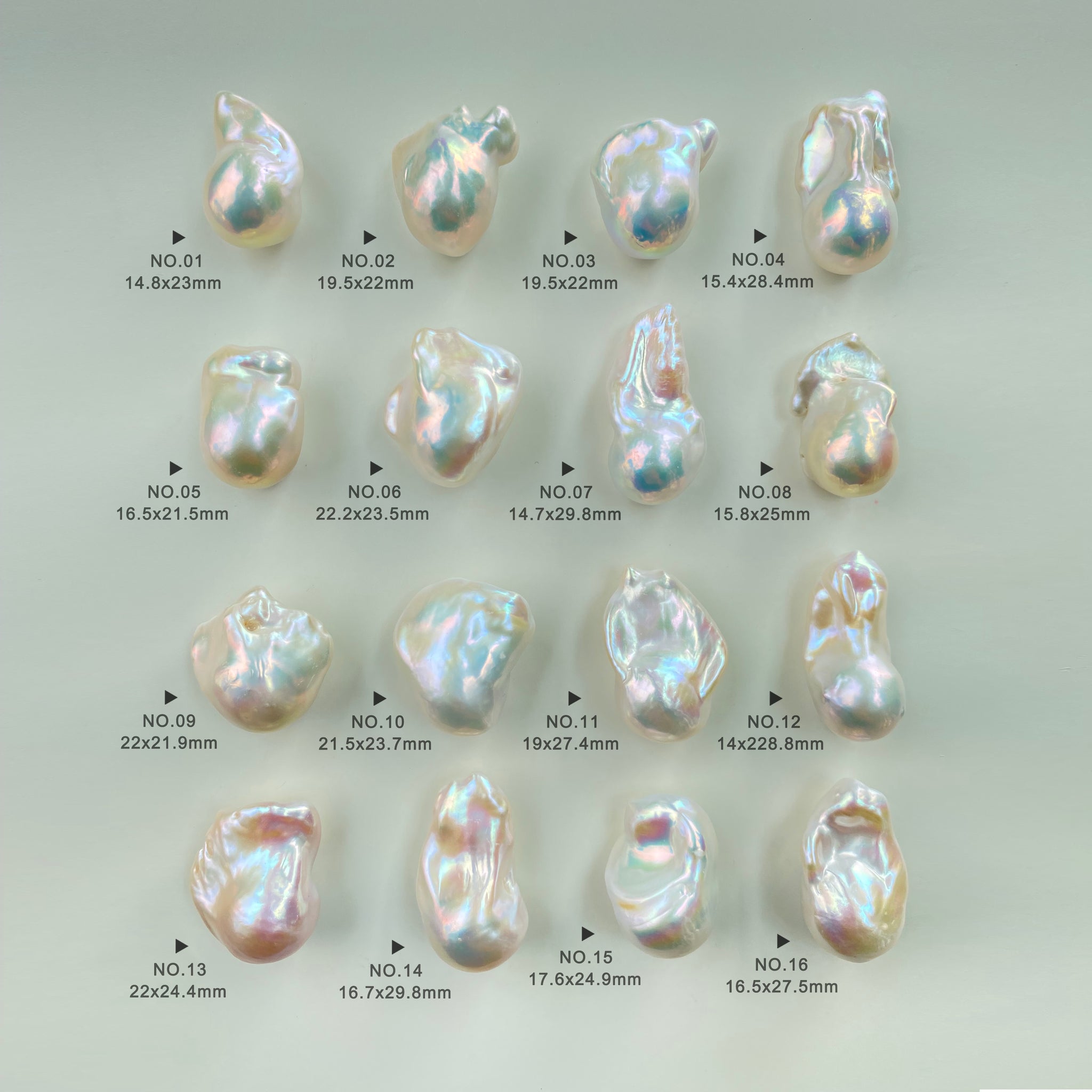 Large Size Natural Freshwater White Rainbow Fireball Baroque Pearls（BWA-0004）