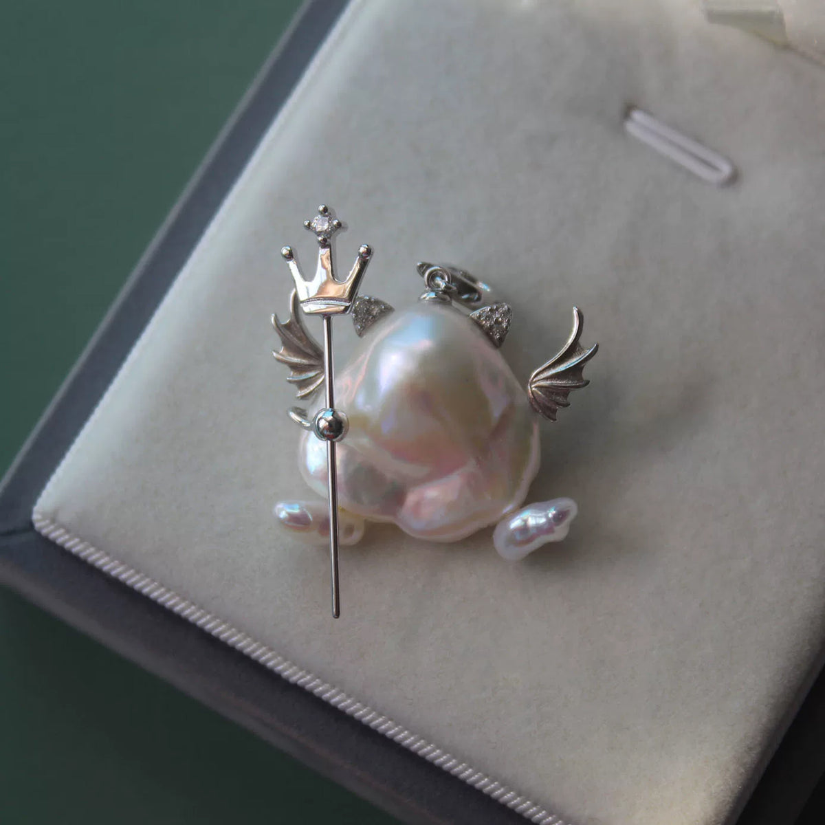 Ghost Pendant Necklace with Natural Baroque Pearl