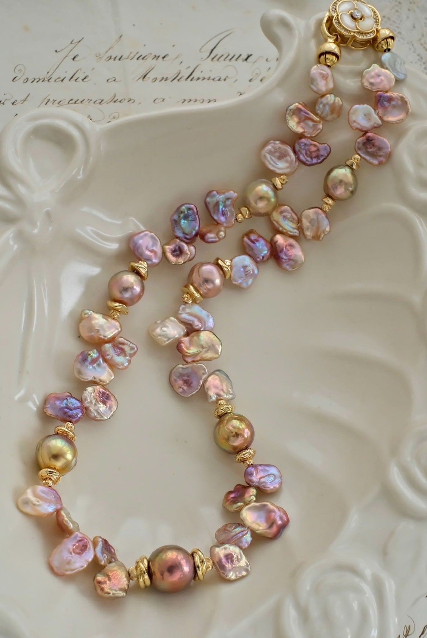 Keshi Baroque Pearl + Edison Baroque Pearl Necklace