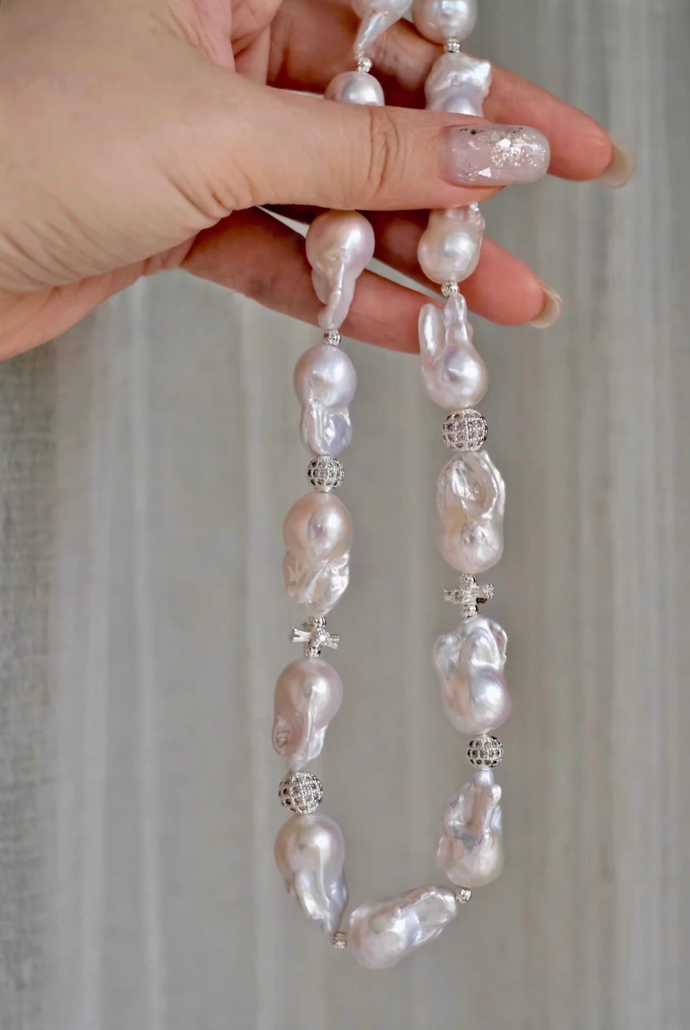 White Rainbow Baroque Freshwater Pearl Necklace