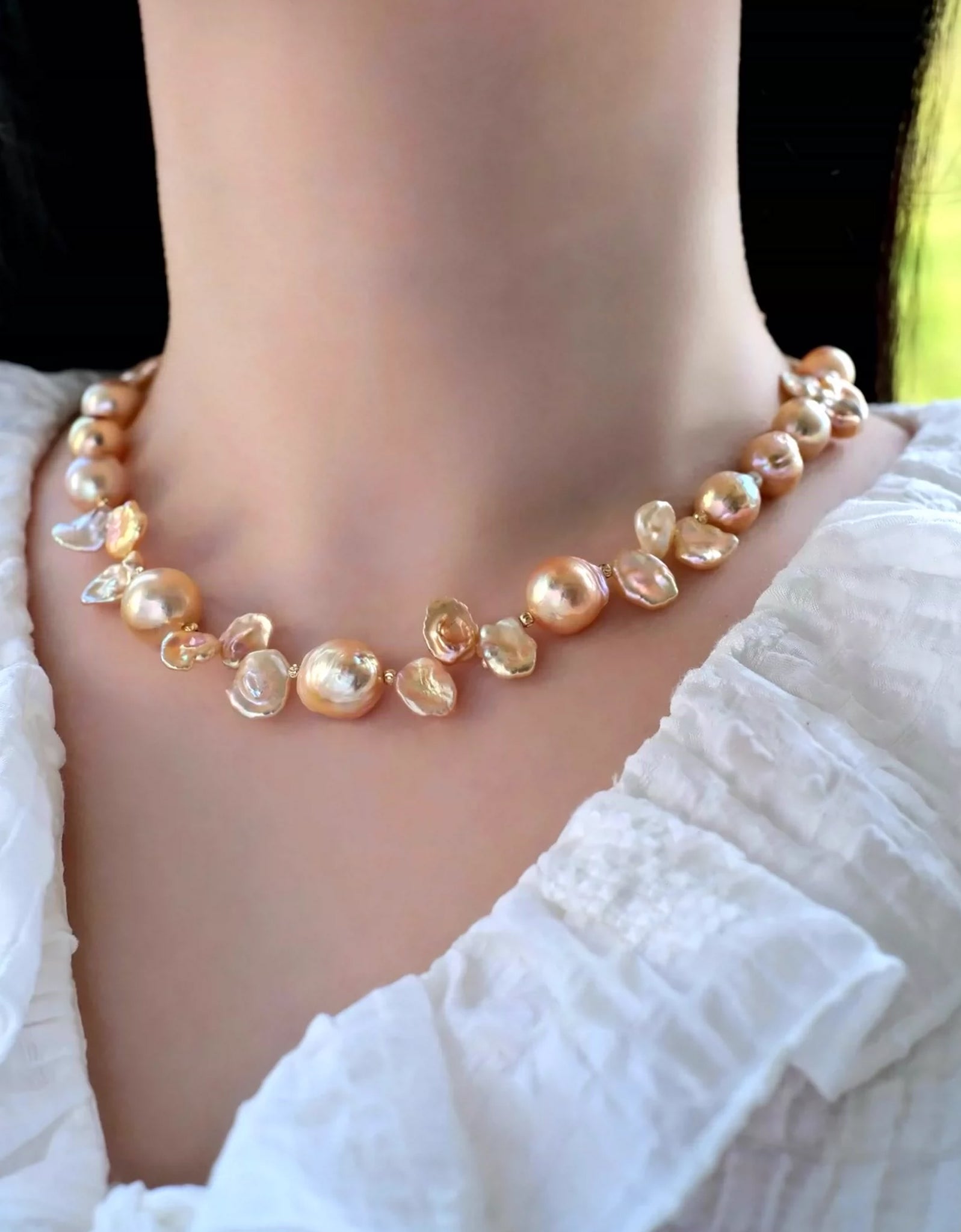 Keshi Baroque Pearl + Edison Baroque Pearl Necklace