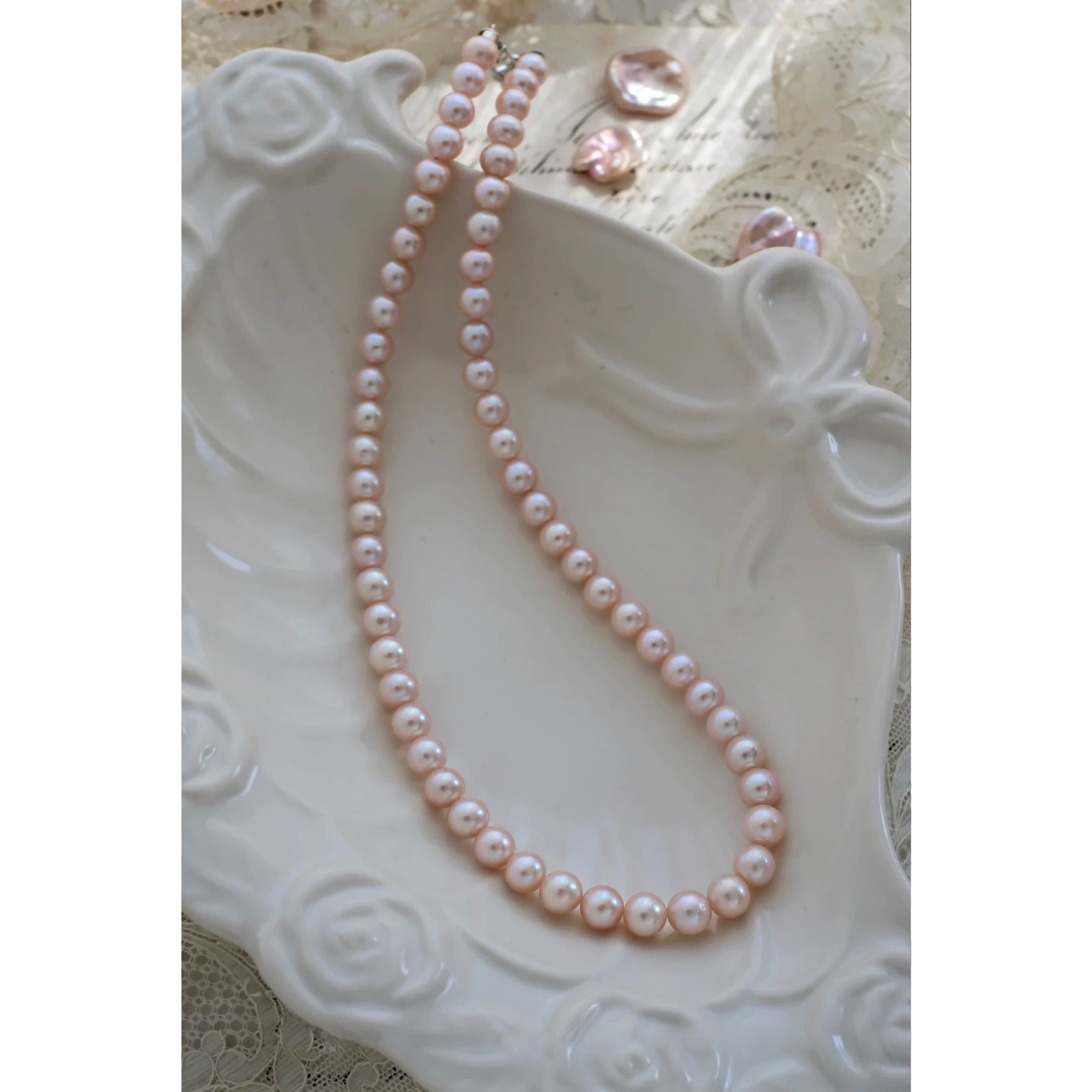 7-8mm Pink Aurora Freshwater Pearl Necklace