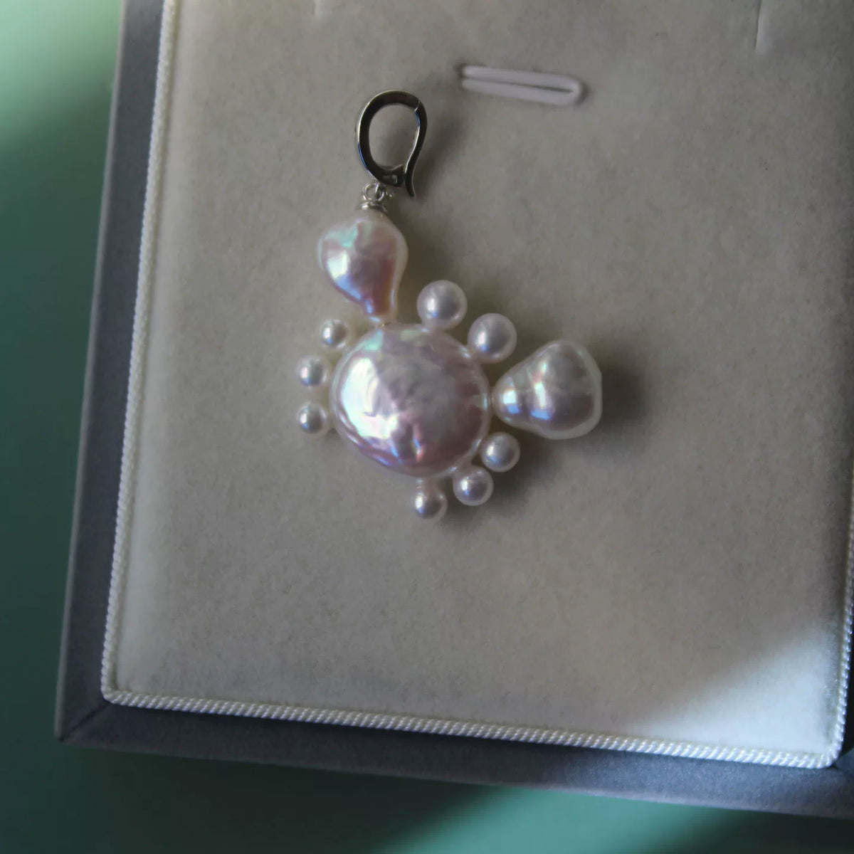 Set of 2 Cute Crab Pendants with Natural Baroque Pearls