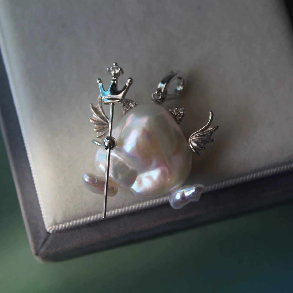Ghost Pendant Necklace with Natural Baroque Pearl