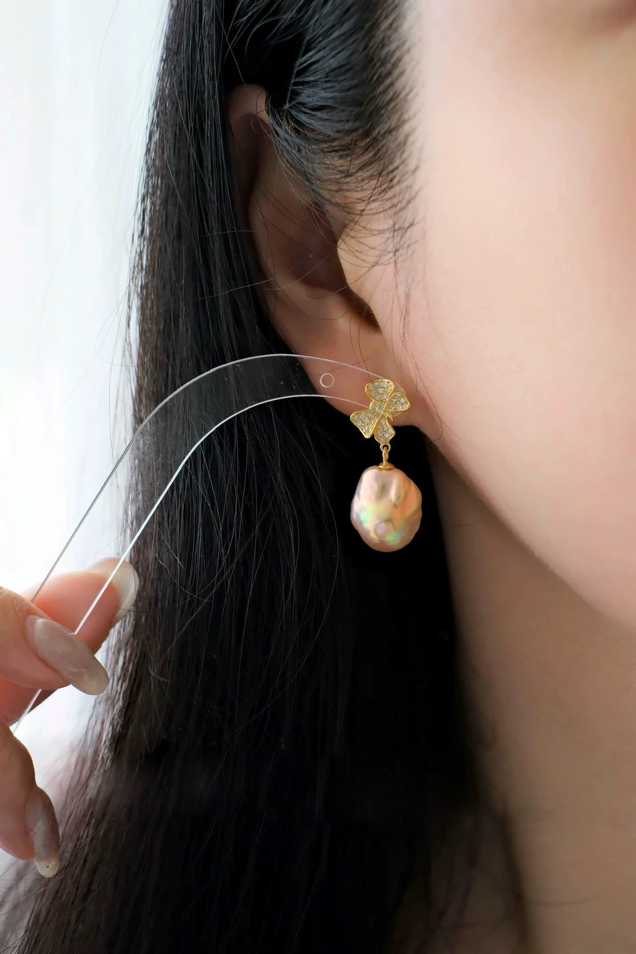 15mm Gold Rainbow Baroque Pearl Earrings