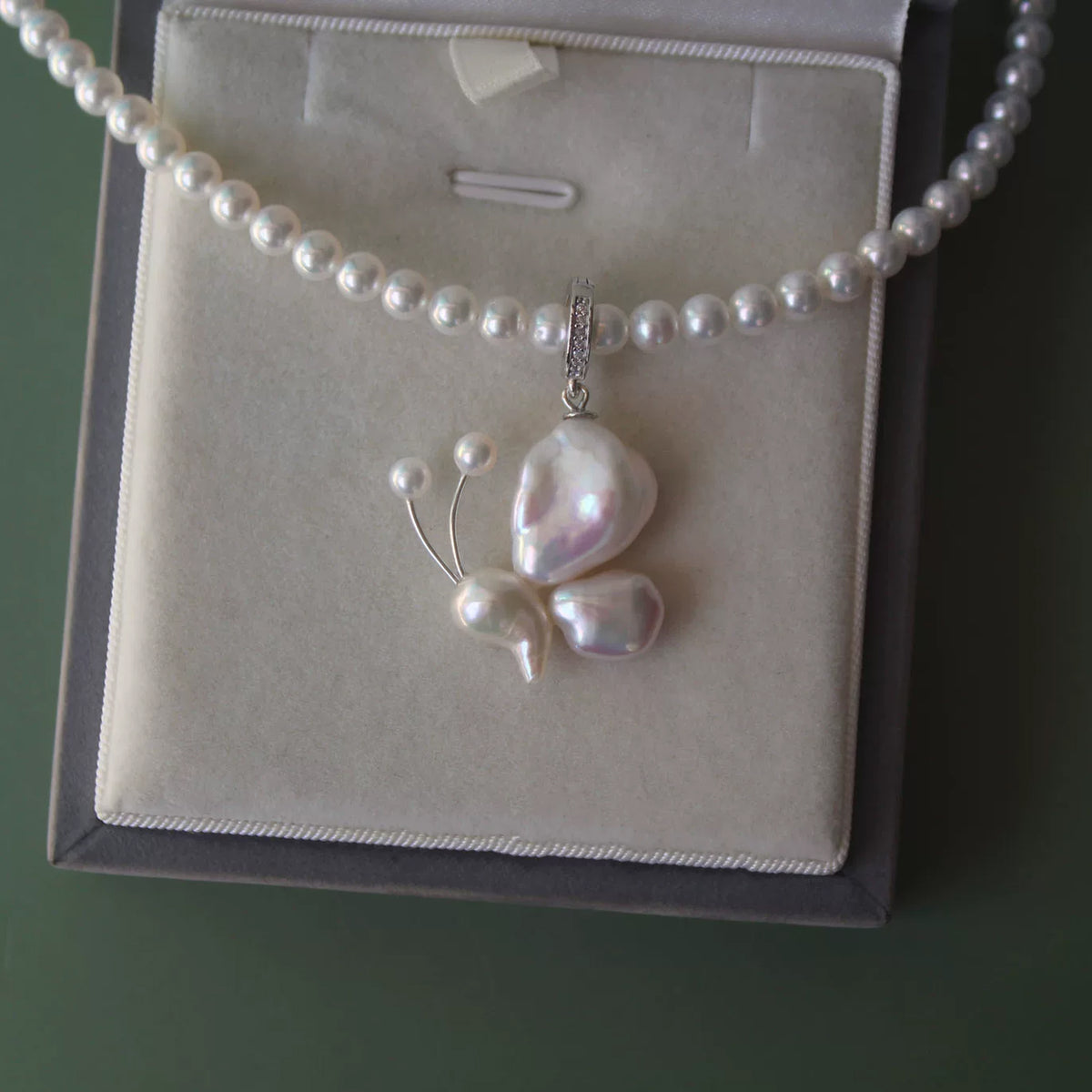 Butterfly Pendant with Natural Baroque Pearl