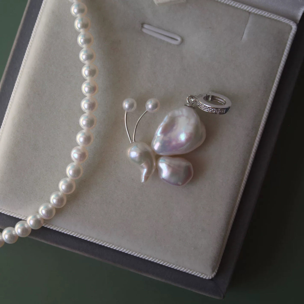 Butterfly Pendant with Natural Baroque Pearl