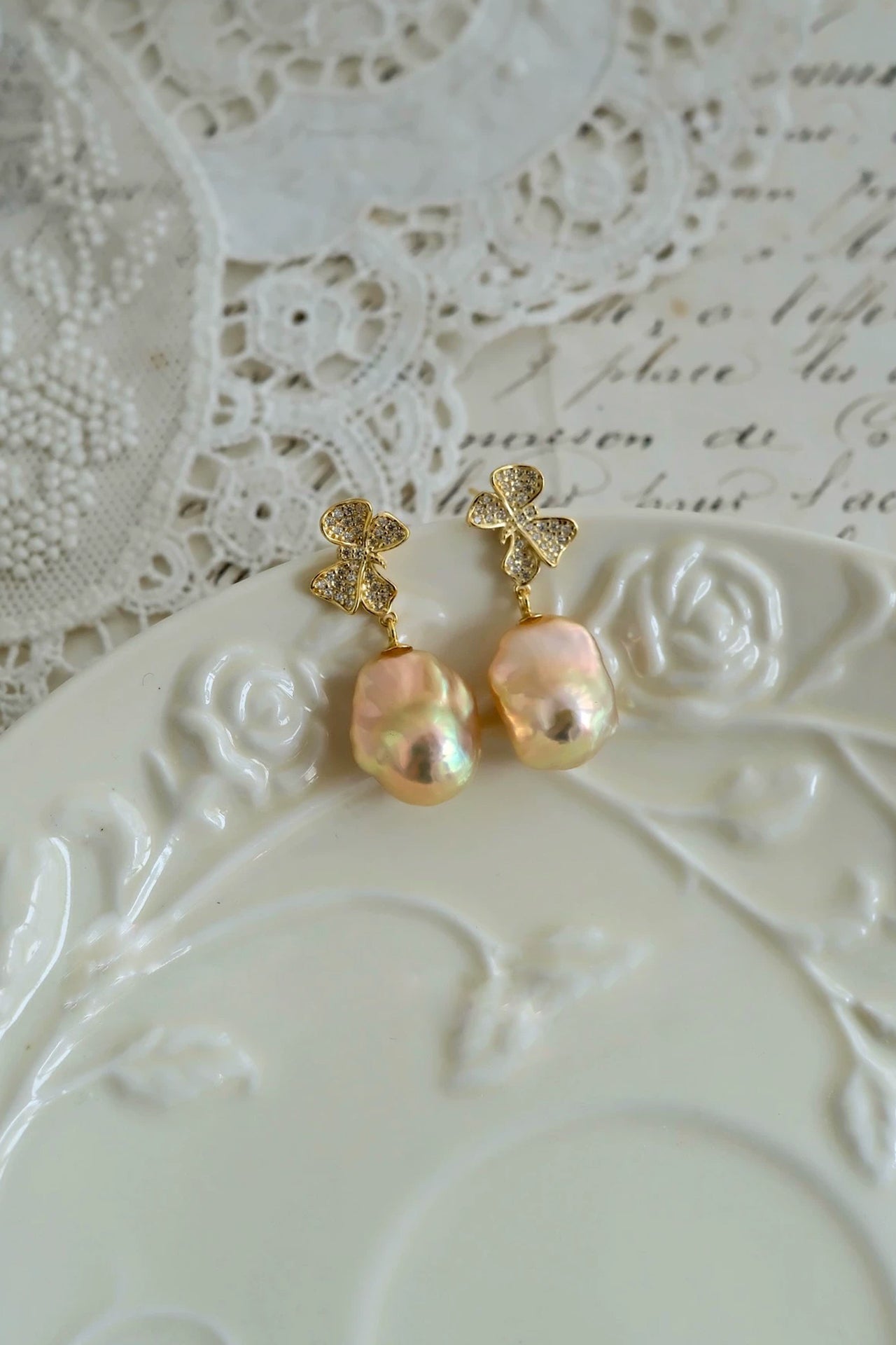 15mm Gold Rainbow Baroque Pearl Earrings