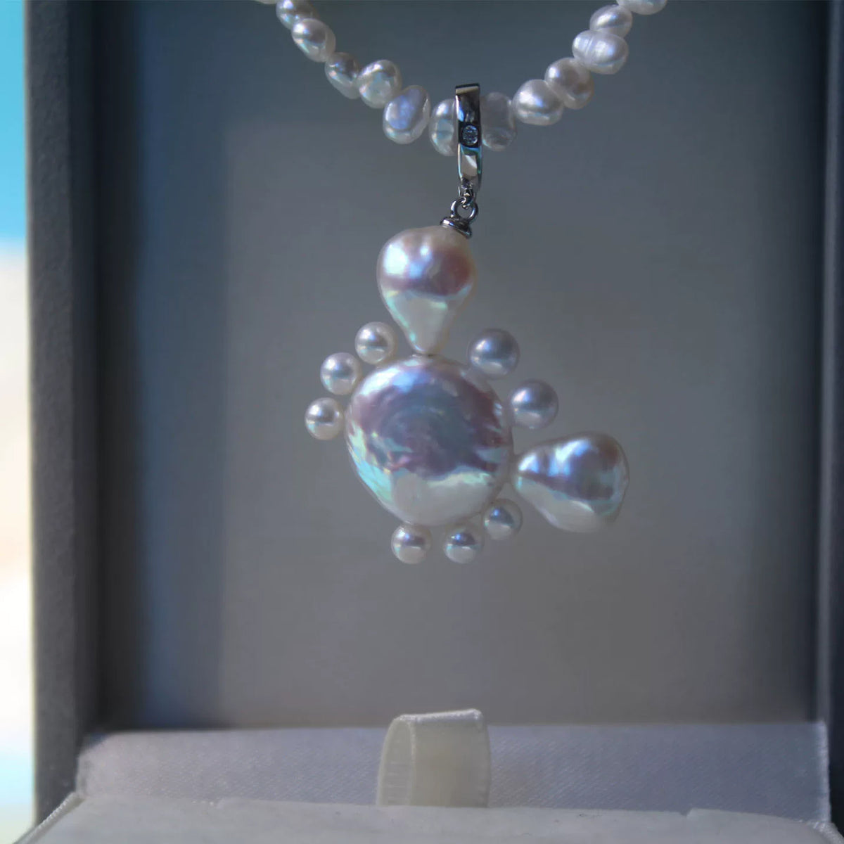 Set of 2 Cute Crab Pendants with Natural Baroque Pearls