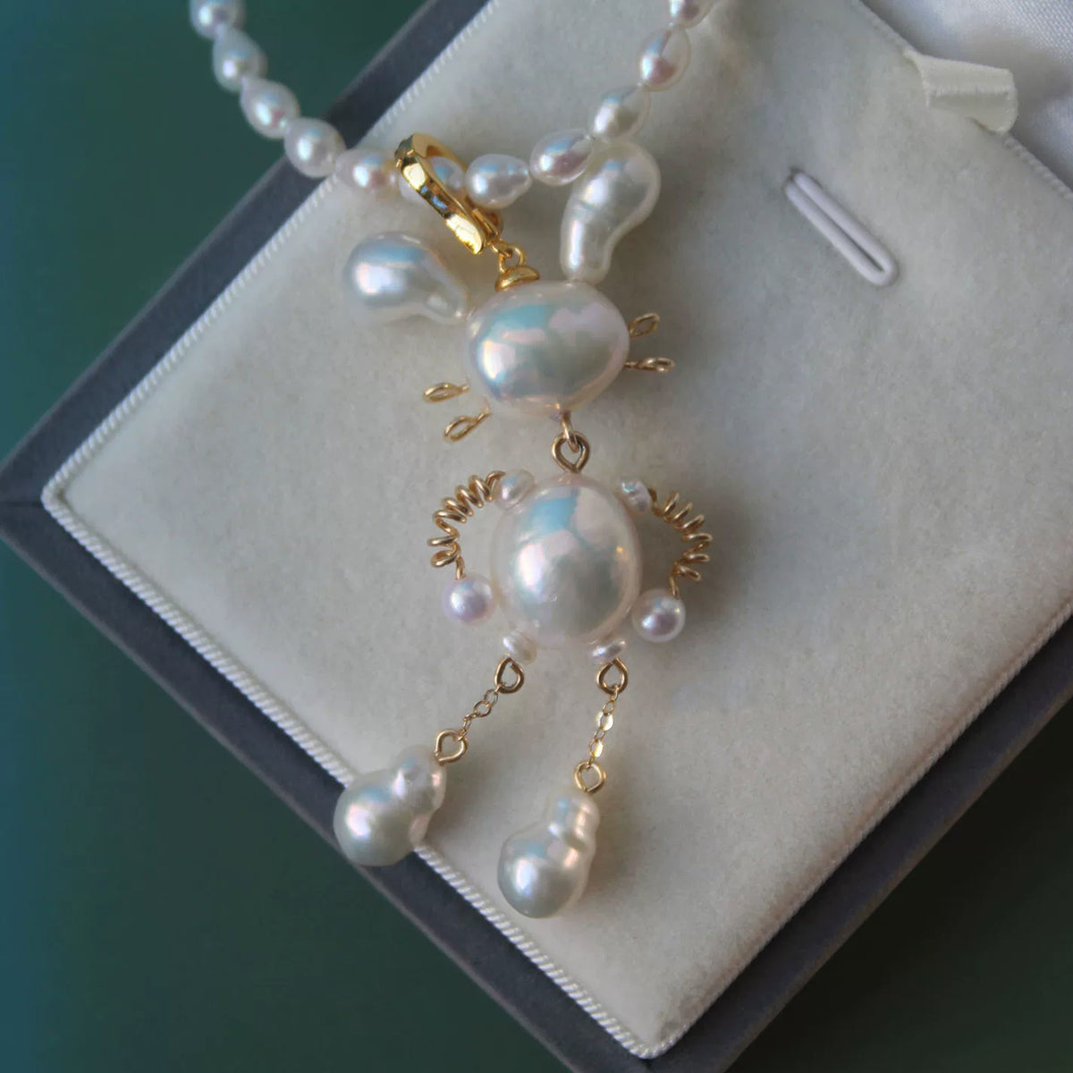 Rabbit Pendant with Natural Baroque Pearl