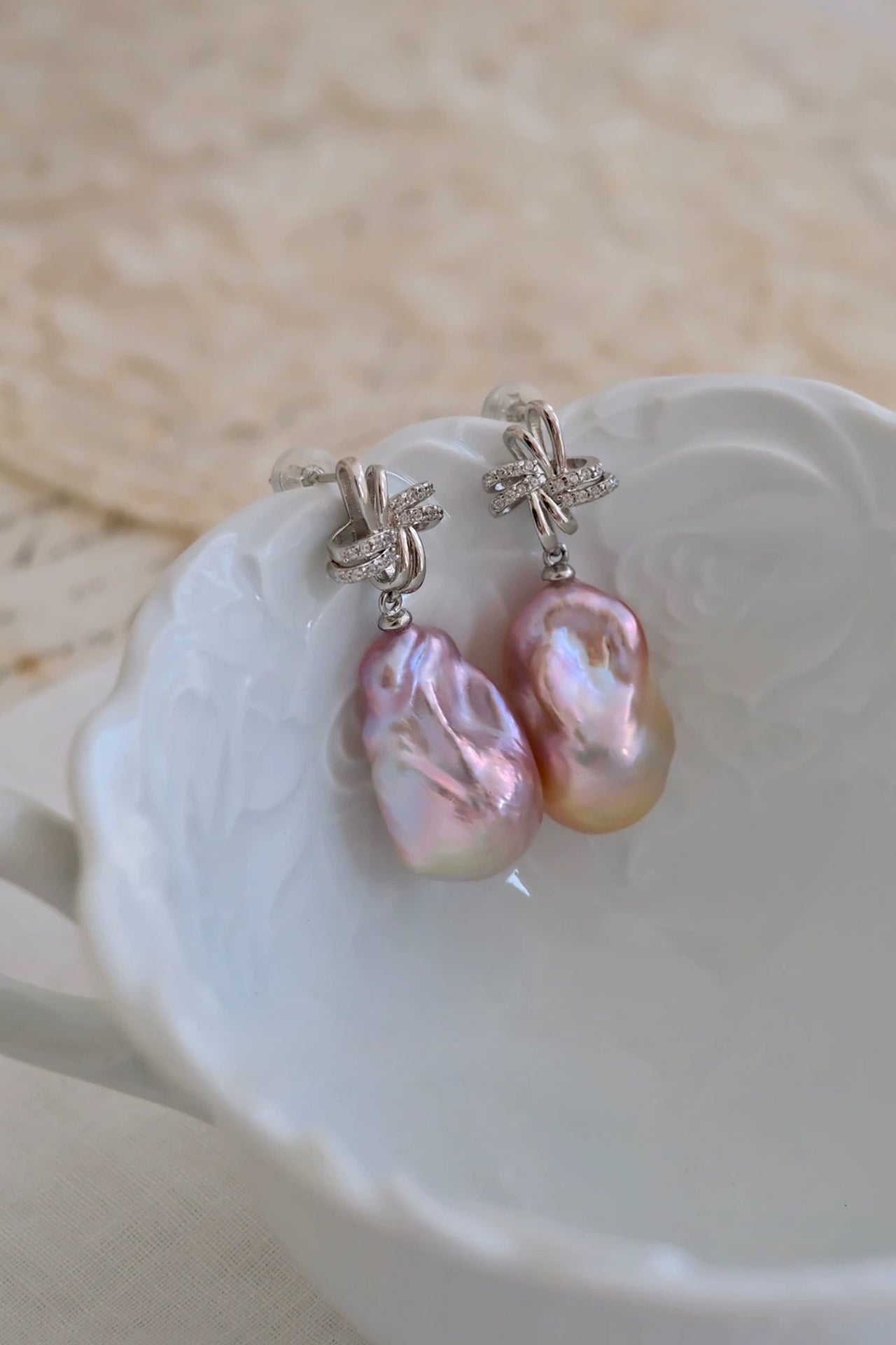 22mm Pink & Purple Rainbow Baroque Pearl Earrings