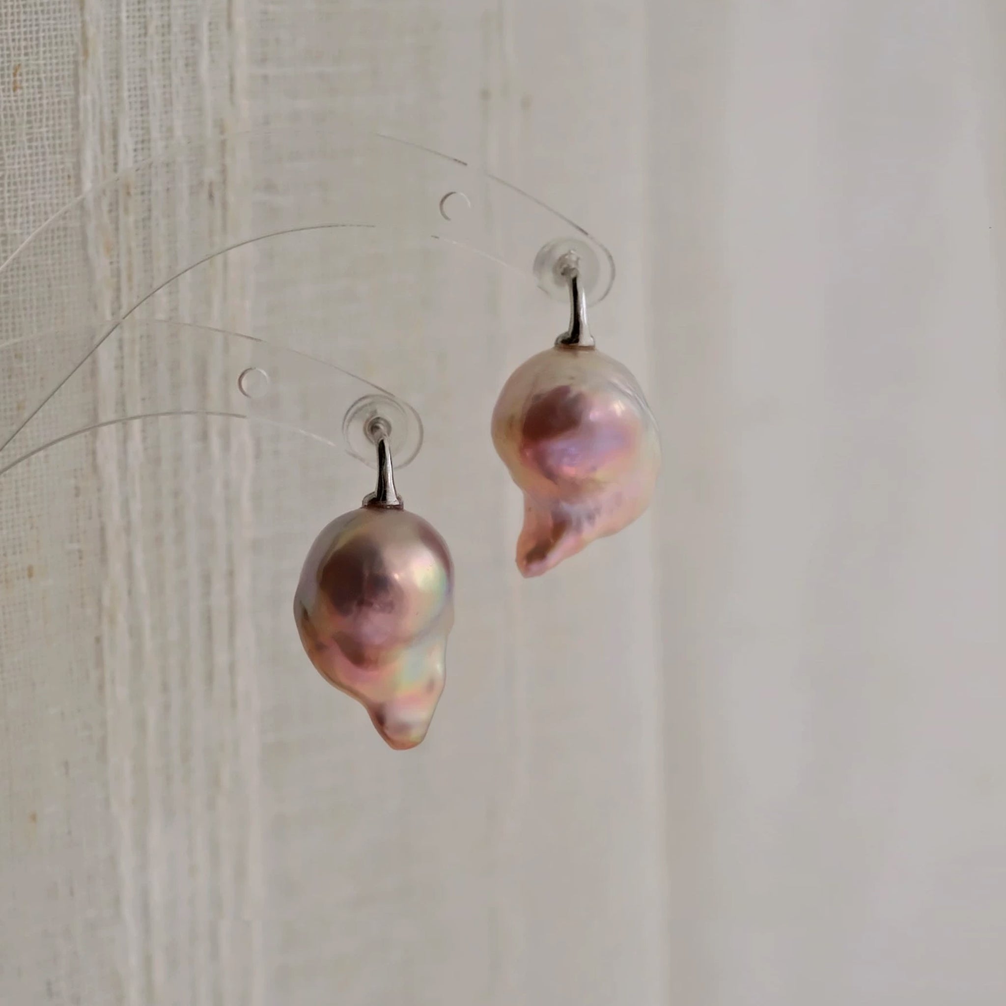 Pink Rainbow Baroque Pearl Earrings