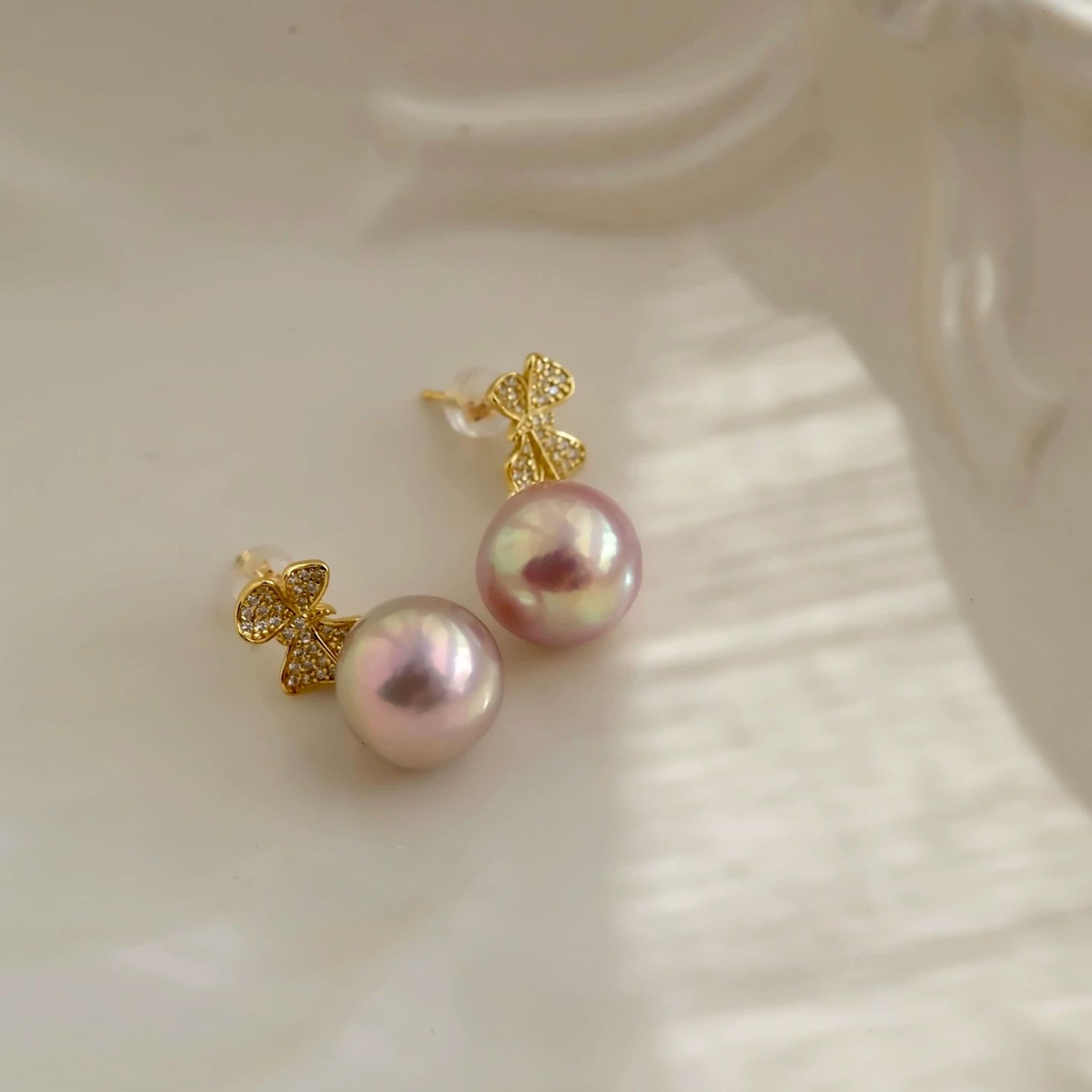 Pink Gold Rainbow Edison Baroque Pearl Earrings