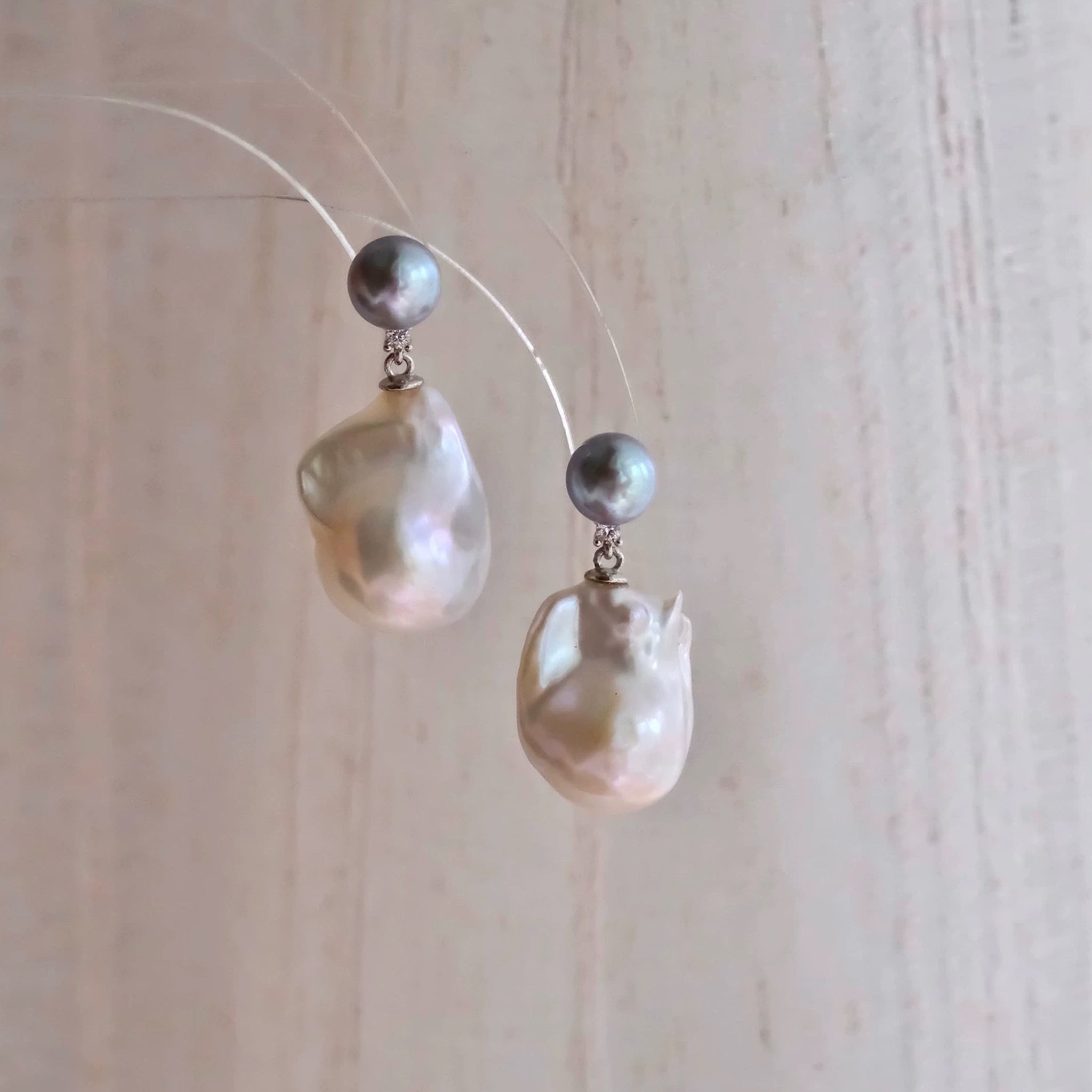 20mm White Rainbow Baroque Pearl Earrings